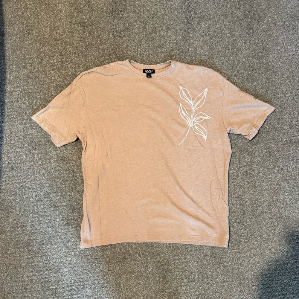 BoohooMAN Tan Leaf Print Men's Shirt